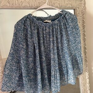 Mango Blue and White Floral Skirt